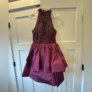 Sherri Hill Burgundy Mini Dress
